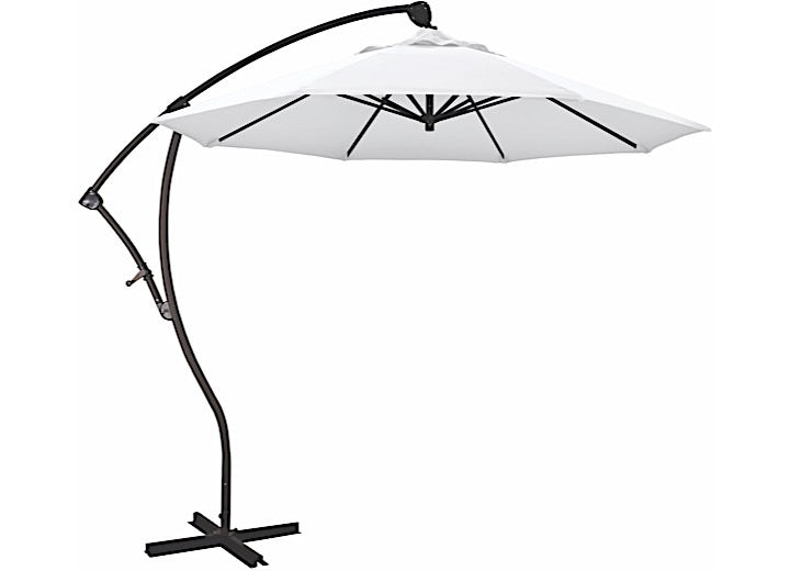 California Umbrella Bayside Series 9 ft. Cantilever Patio Umbrella - White Olefin / Bronze