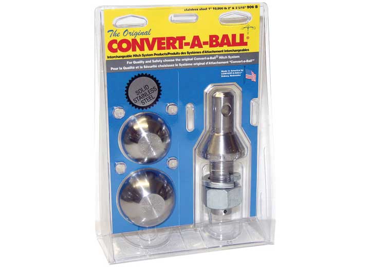 Convert-A-Ball Stainless Steel Hitch Balls & Shank Set - 1" Shank, 2" Ball, & 2-5/16" Ball