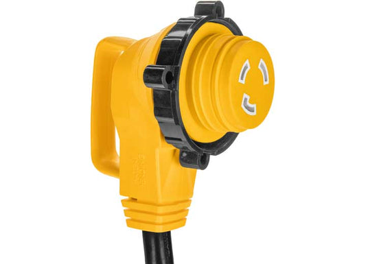 Camco Power Grip Locking Dogbone Adapter - 18 in., 30A, 125V/3750W, L5-30P to L5-30R