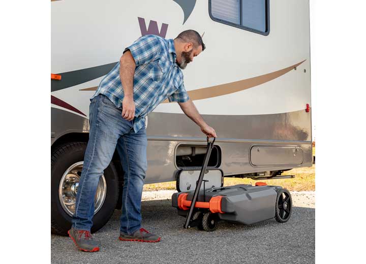 Camco Rhino Tote Tank Portable & Steerable RV Waste Holding Tank Kit – 28 Gallon Capacity