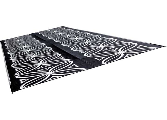 Camco Open Air Reversible Outdoor Mat - 8' x 20' Charcoal Botanical