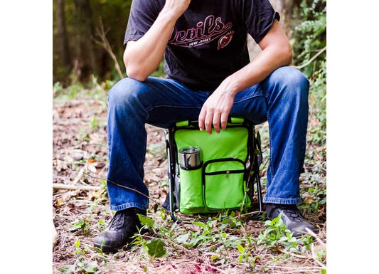 Camco Camping Stool Backpack Cooler - Green