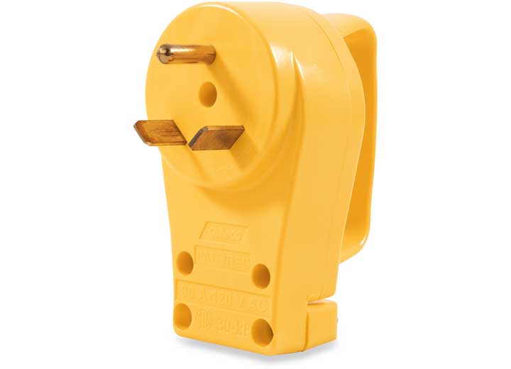 Camco RV 30 Amp Power Grip Male Replacement Plug in Clamshell Package - TT-30P Male Plug