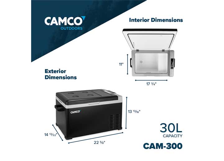 CAMCO PORTABLE REFRIGERATOR - CAM-300, 30 LITER, 12V/110V