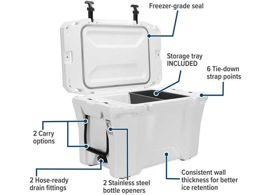 Camco COOLER, CURRITUCK, 30 QUART, WHITE/WHITE