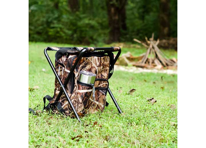 Camco Camping Stool Backpack Cooler - Camouflage