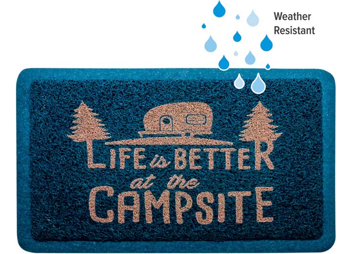 Camco Life Is Better At The Campsite Scrub Mat - Blue/Orange