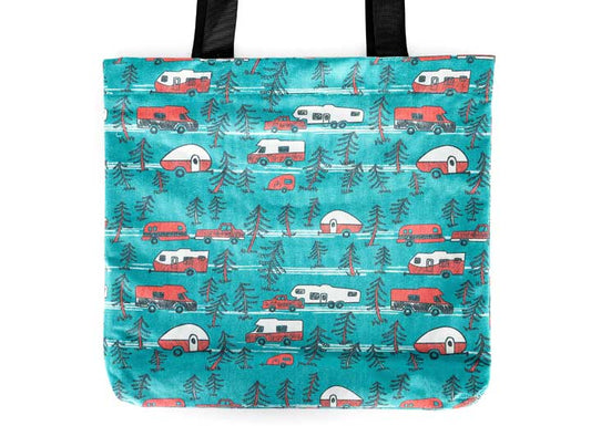 Camco LIBATC, TOTE BAG, RV SKETCH PATTERN ON TEAL