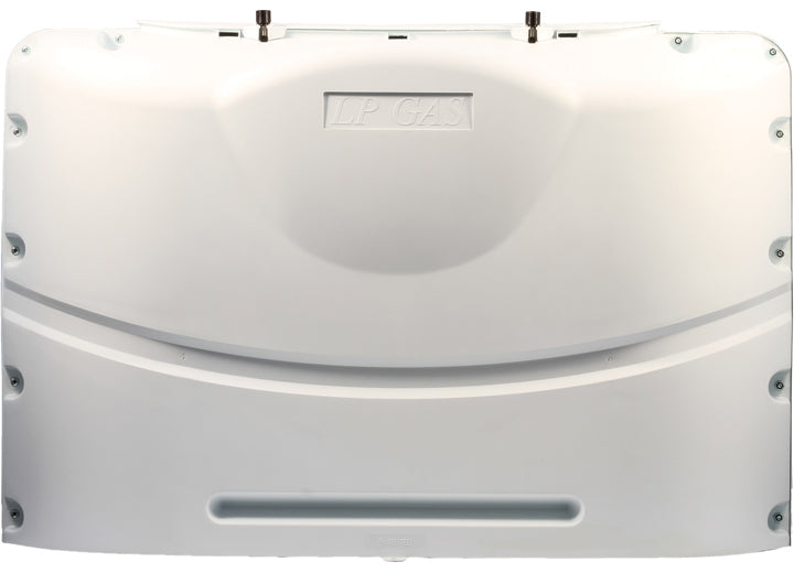 Camco RV Propane Tank Cover for two 20 lb. Steel Tanks – Polar White