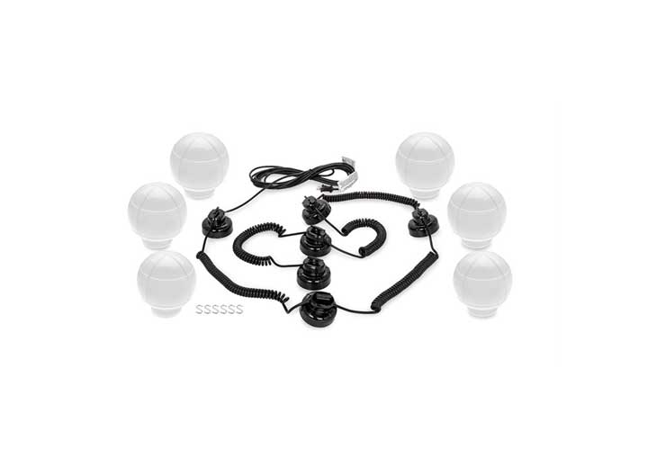 Camco Outdoor Globe Lights - 6 White Globes, Black Cord