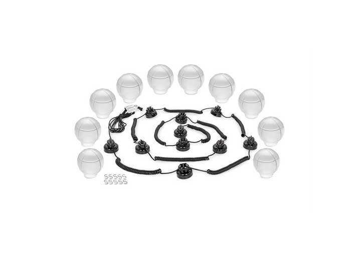 Camco Outdoor Globe Lights - 10 Clear Globes, Black Cord
