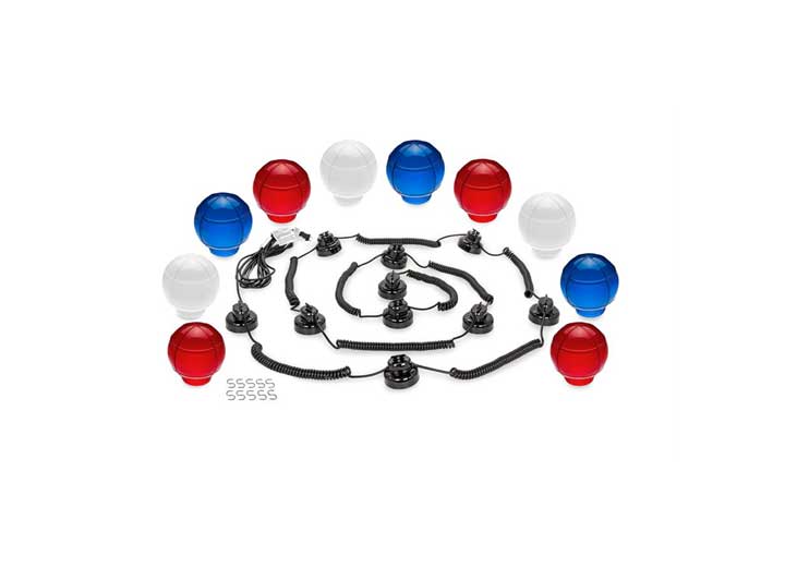Camco Outdoor Globe Lights - 10 Patriotic Globes, Black Cord