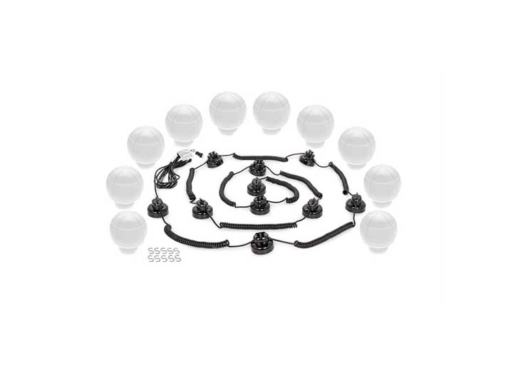 Camco Outdoor Globe Lights - 10 White Globes, Black Cord