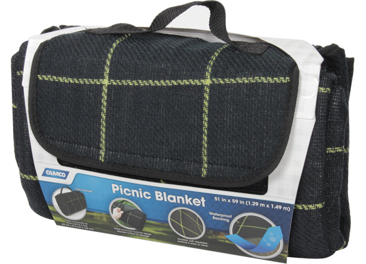 Camco Picnic Blanket - 51" x 59" Black/Yellow