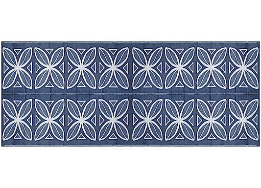 Camco Open Air Reversible Outdoor Mat - 8' x 20' Blue Botanical