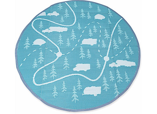 Camco 72" Round Outdoor Mat - RV Map Design