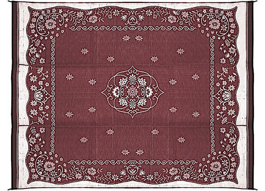 Camco Open Air Reversible Outdoor Mat - 9' x 12' Burgundy Oriental