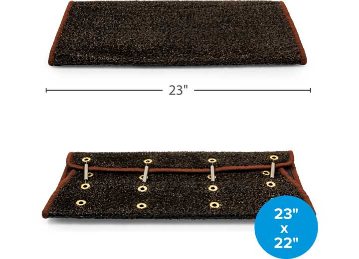 Camco Premium Wrap Around RV Step Artificial Turf Rug - 23" Wide Brown