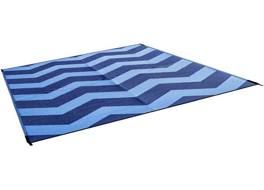 Camco Open Air Reversible Outdoor Mat - 6' x 9' Blue Chevron