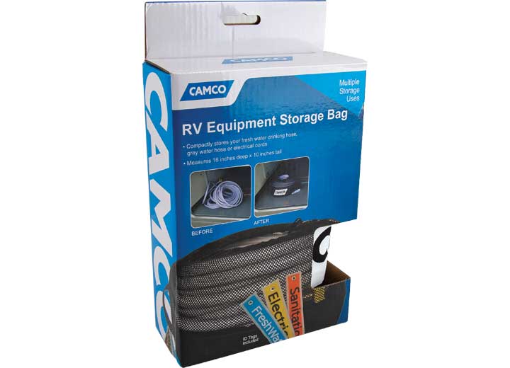 Camco RV UTILITY COIL BAG W/SANITATION, FRESHWATER & ELECTRICAL TAGS