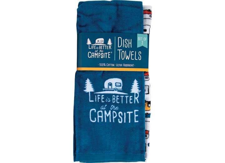 Camco LIBATC, DISH TOWEL SET, BLUE/WHITE & RV PATTERNS