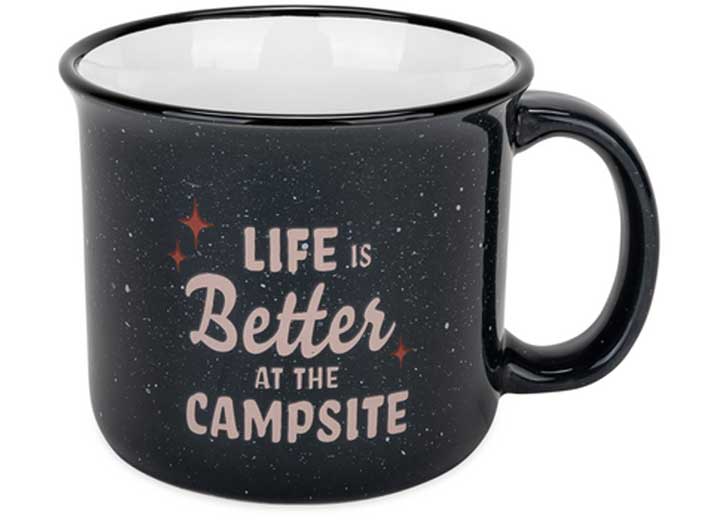 Camco LIBATC, MUG, GRAY/BLUE, LIFE IS BETTER AT THE CAMPSITE, 14OZ