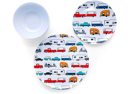 Camco LIBATC, DINNERWARE SET, 12PC, MELAMINE MULTI RV