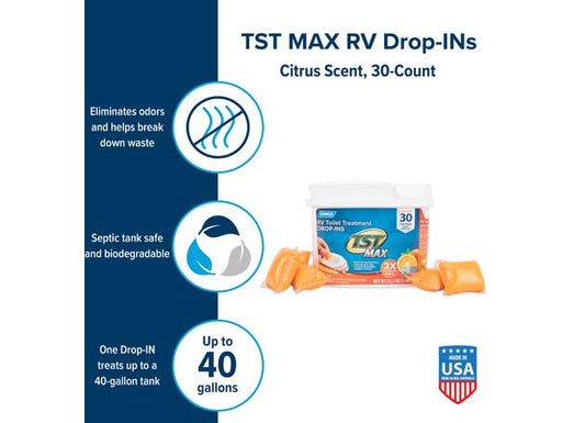 Camco TST Ultra-Concentrated Holding Tank Treatment Drop-Ins - Citrus Scent, 30 Drop-Ins