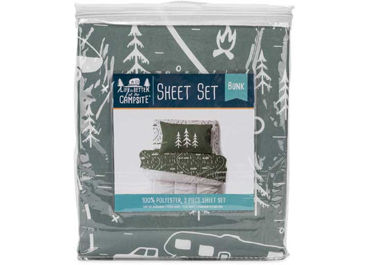 Camco LIBATC, GREEN MAP BED SHEETS, BUNK