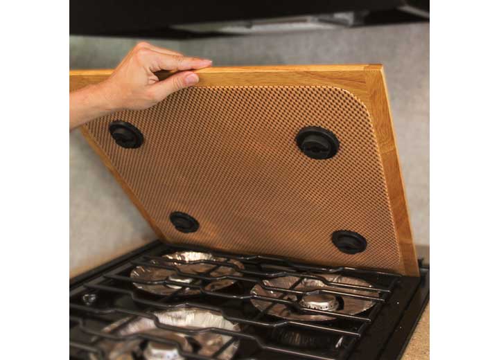 Camco Silent Top RV Stovetop Cover – Oak Accents