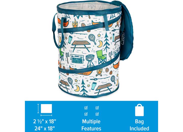 Camco LIFE IS BETTER AT THE CAMPSITE CAMPSITE POP-UP UTILITY CONTAINER 18IN X 24IN