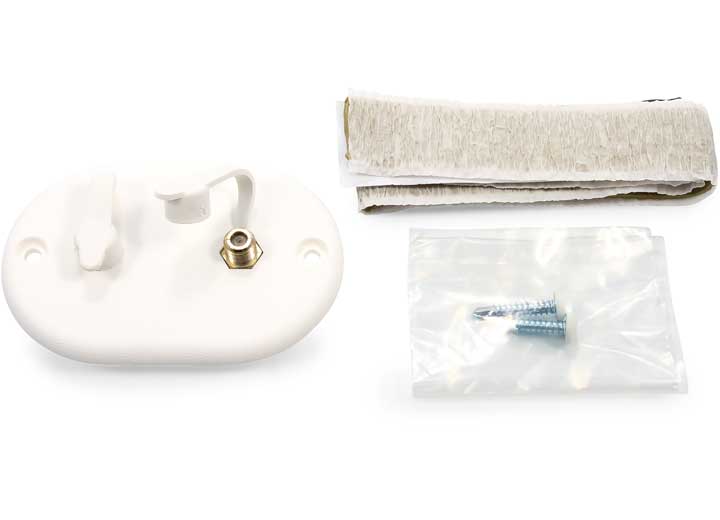 Camco COAXIAL CABLE PLATE W/CAP, DUAL, WHITE