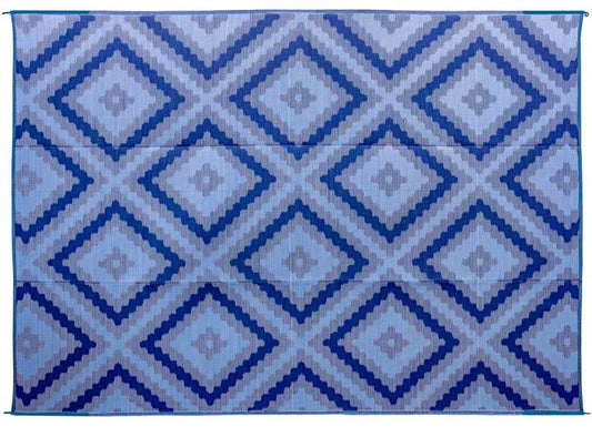 Camco OUTDOOR MAT - 9FT X 12FT ZIG ZAG-DIAMOND BLUE/BLUE/WHITE (E/F)