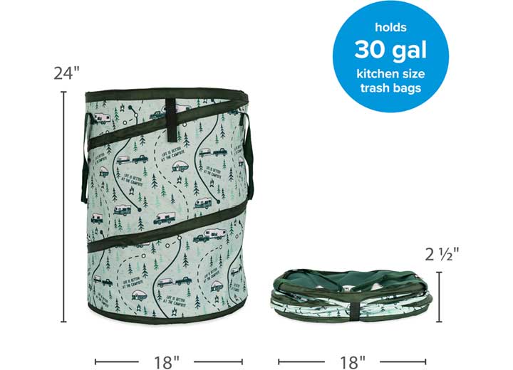 Camco LIFE IS BETTER AT THE CAMPSITE MAP POP-UP UTILITY CONTAINER 18IN X 24IN