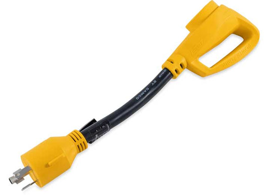Camco Power Grip Generator Dogbone Adapter - 12 in., 30A, 125V/3750W, L5-30P to TT-30R