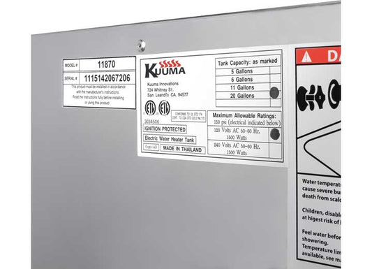Camco 20 GAL ELECTRIC WATER HEATER, 120V FRONT HEAT EXCH,VERT,BTMMT