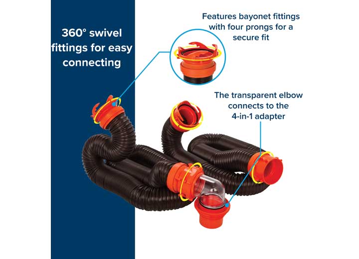 Camco RhinoFLEX RV Sewer Kit with Pre-Attached Fittings - 20 ft.