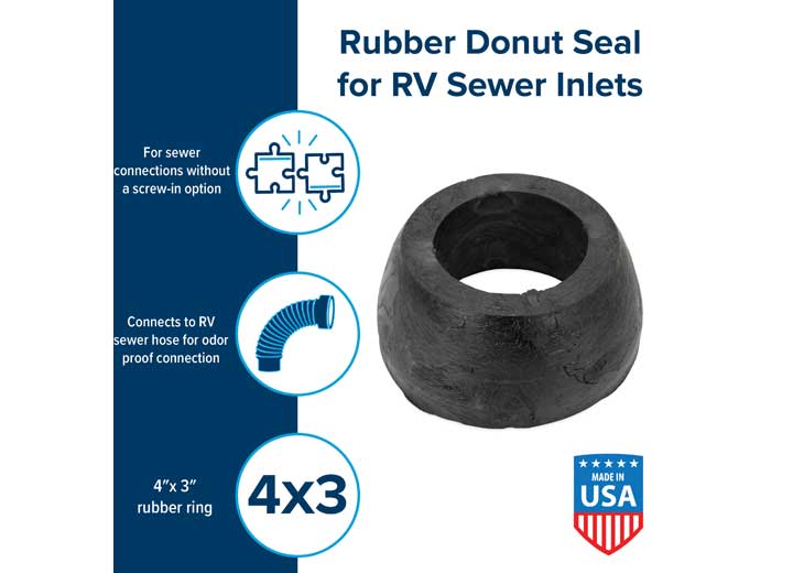 Camco RV Sewer Hose Seal - 4" x 3" Sponge Ring (Skin Packaging)