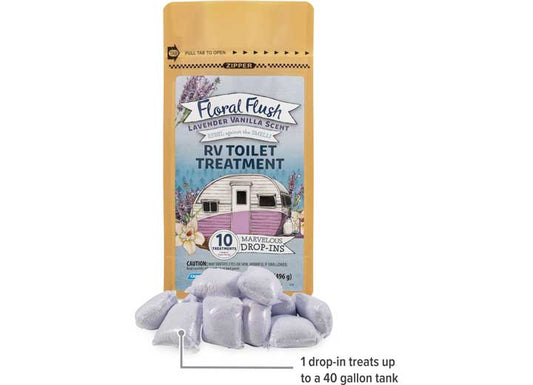 Camco FLORAL FLUSH, LAVENDER VANILLA,DROP-INS, 10/BAG