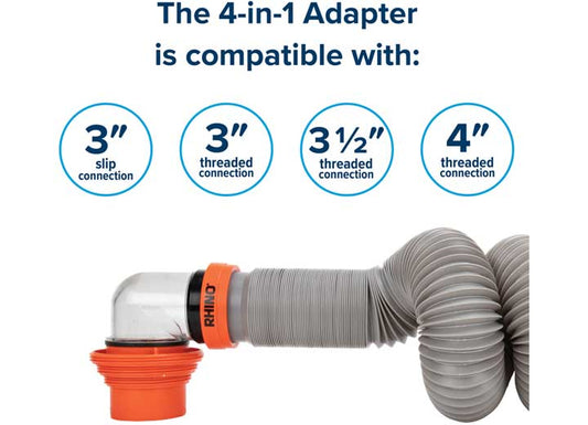 Camco RHINOX, 20 SEWER HOSE KIT, W/4N1, ELBOW, CAPS (E/F)