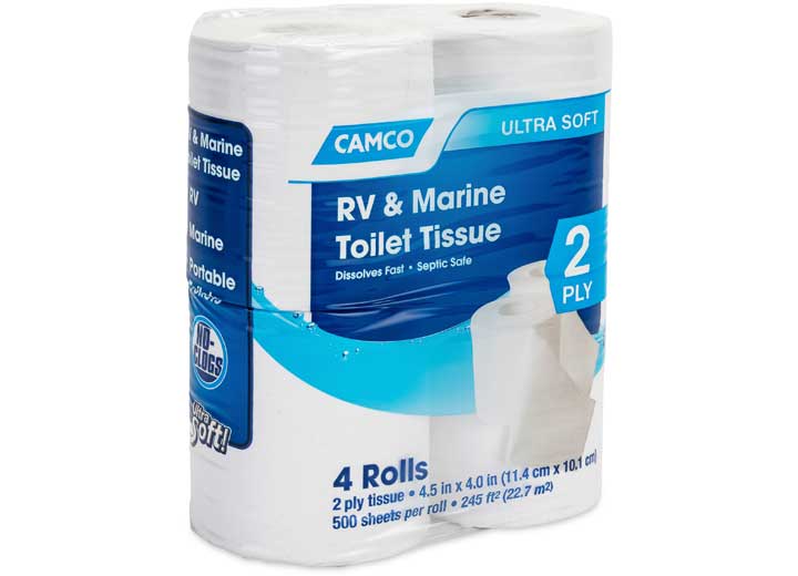 Camco RV Bathroom Toilet Tissue - 2 Ply, 4 Rolls