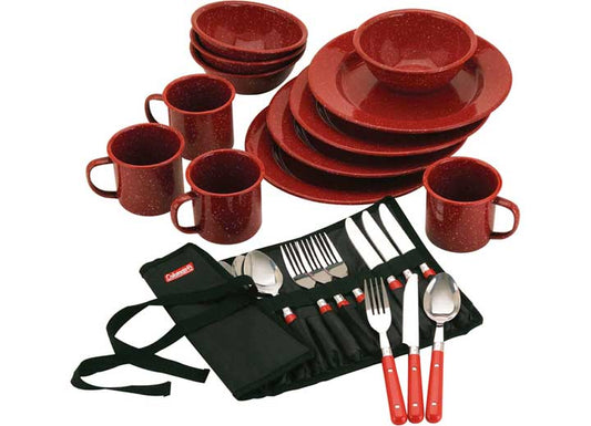 Coleman Outdoor Coleman 24-Piece Enamel Dinnerware Set