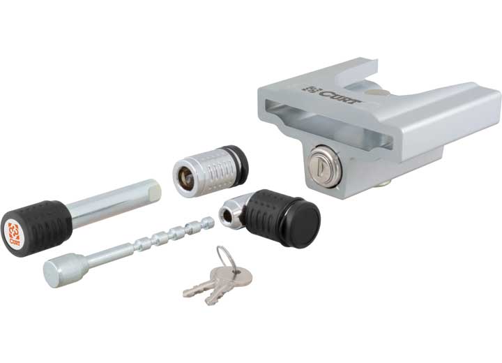 Curt Manufacturing HITCH & COUPLER LOCK SET - FITS 1 78/1IN & 2IN FLAT LIP COUPLERS