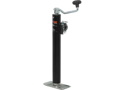 Curt Manufacturing WELD-ON PIPE MOUNT SWIVEL JACK 2000# CAP. 15IN LIFT TOP WIND BLACK