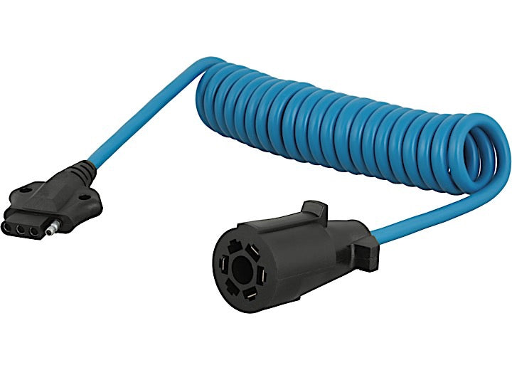 Curt Manufacturing 7-WAY RV BLADE TO 4-WAY FLAT 8FT COILED ADAPTER