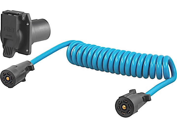 Curt Manufacturing 8FT DINGHY TOWING ELECTRICAL ADAPTER & SOCKET (7-WAY RV BLADE, FITS USCAR)