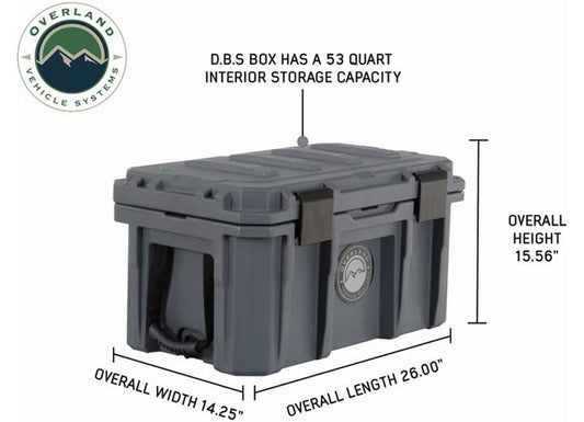 Overland Vehicle Systems / Up Down Air D.B.S.  - DARK GREY 53 QT DRY BOX W/WHEELS, DRAIN, AND BOTTLE OPENER