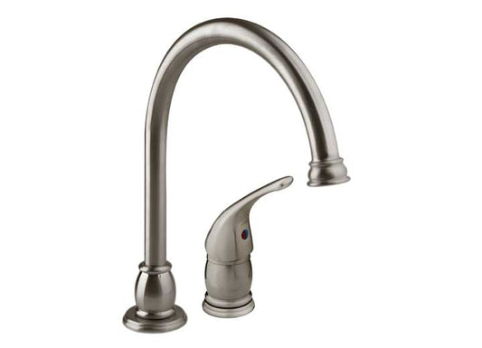 Dura Faucet Goose Neck Pedestal RV Kitchen Faucet with Side Sprayer – Brushed Satin Nickel