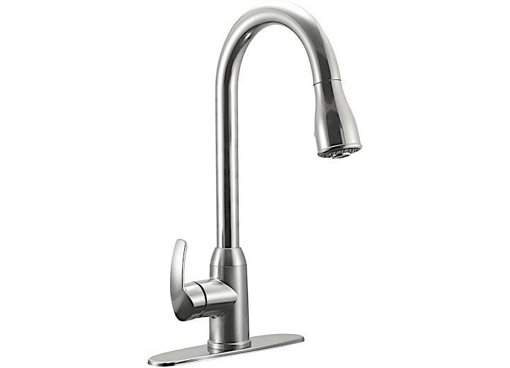 Dura Faucet Single Handle Pull-Down RV Kitchen Faucet – Brushed Satin Nickel