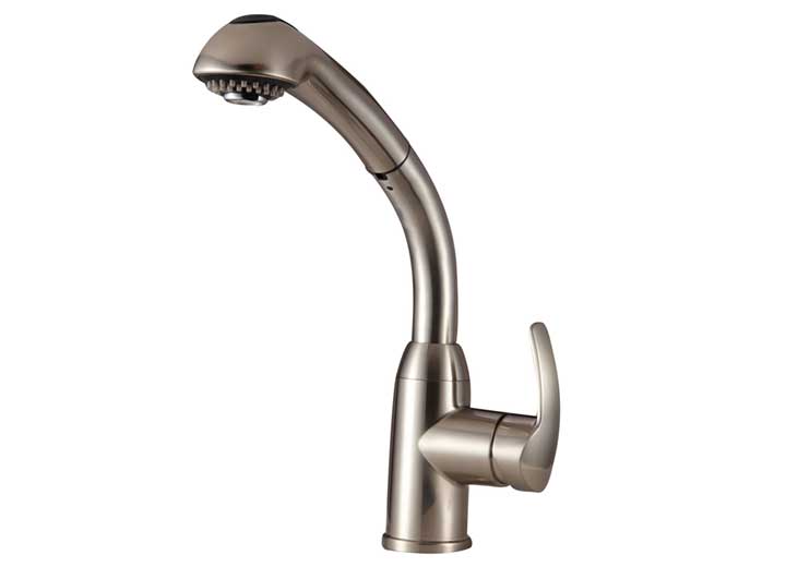 Dura Faucet HI-RISE PULL-OUT RV KITCHEN FAUCET - BRUSHED SATIN NICKEL